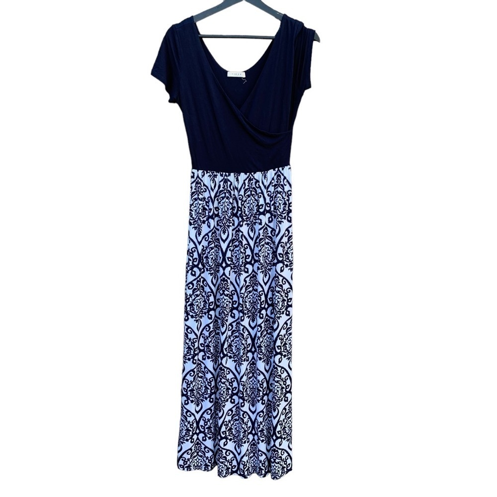 Gilli women's maxi dress XS navy blue and white